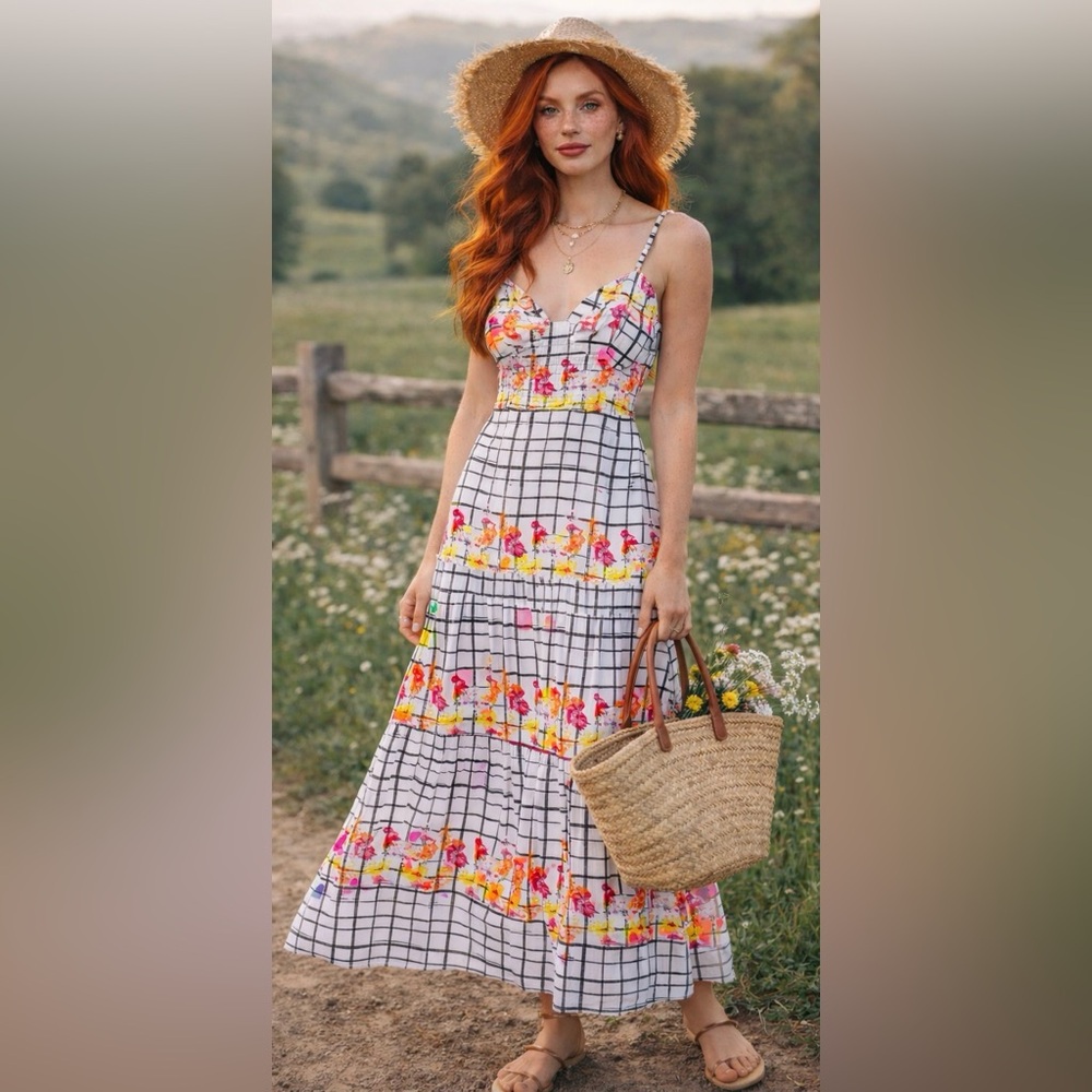 NWT Anthropologie Ro’s Garden Floral Tiered Maxi Dress Boho CottageCore Summer‎